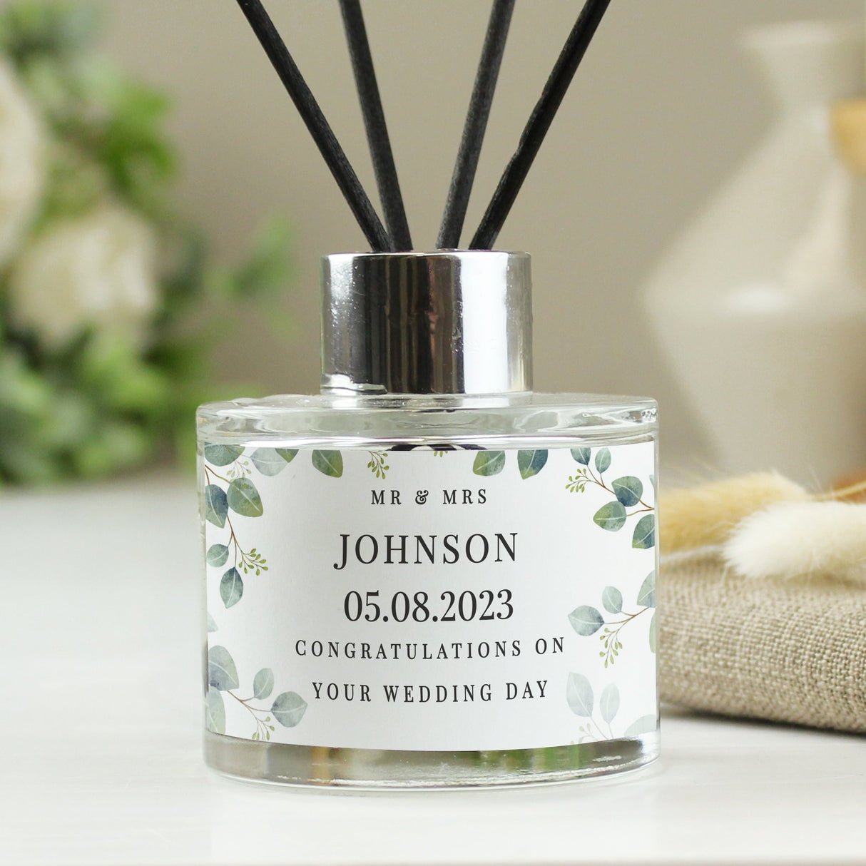 Personalised Botanical Free Text Reed Diffuser: 3 - Reed Diffusers By Gift Moments
