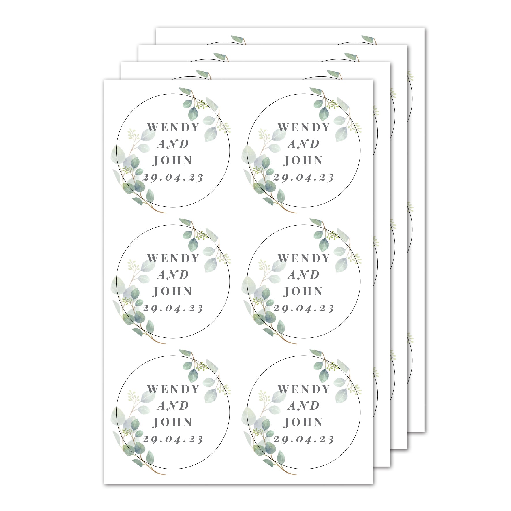 Personalised Botanical Free Text Sticker Set: 5 - Stickers By Gift Moments
