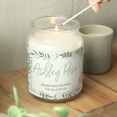 Personalised Botanical Large Scented Jar Candle: 1 - Candles By Gift Moments