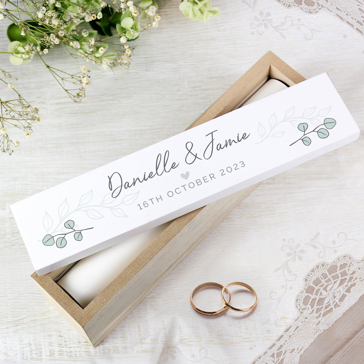 Personalised Botanical Leaves Wooden Certificate Holder: 1 - Certificate Holders By Gift Moments