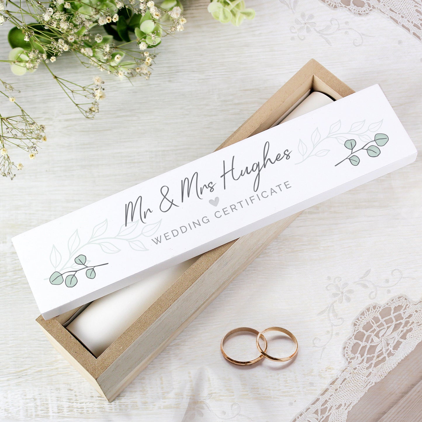 Personalised Botanical Leaves Wooden Certificate Holder: 2 - Certificate Holders By Gift Moments