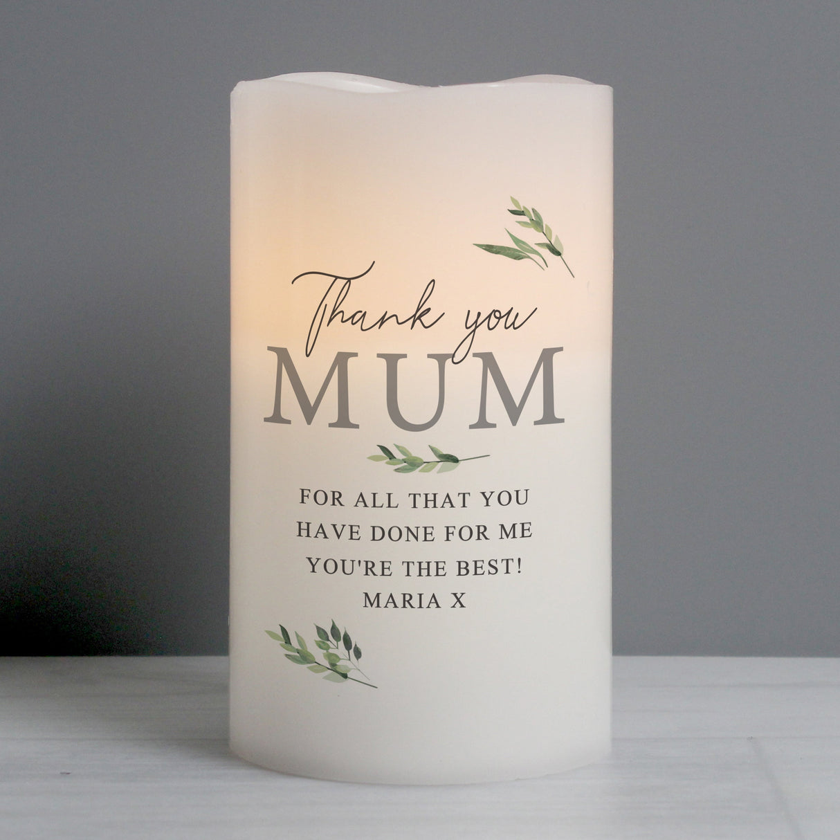 Personalised Botanical LED Candle: 3 - LED Lighting By Gift Moments