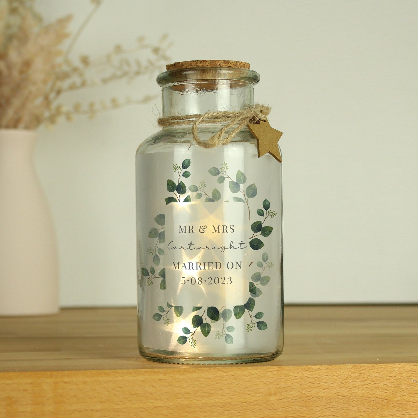 Personalised Botanical LED Glass Jar: 1 - LED Lighting By Gift Moments