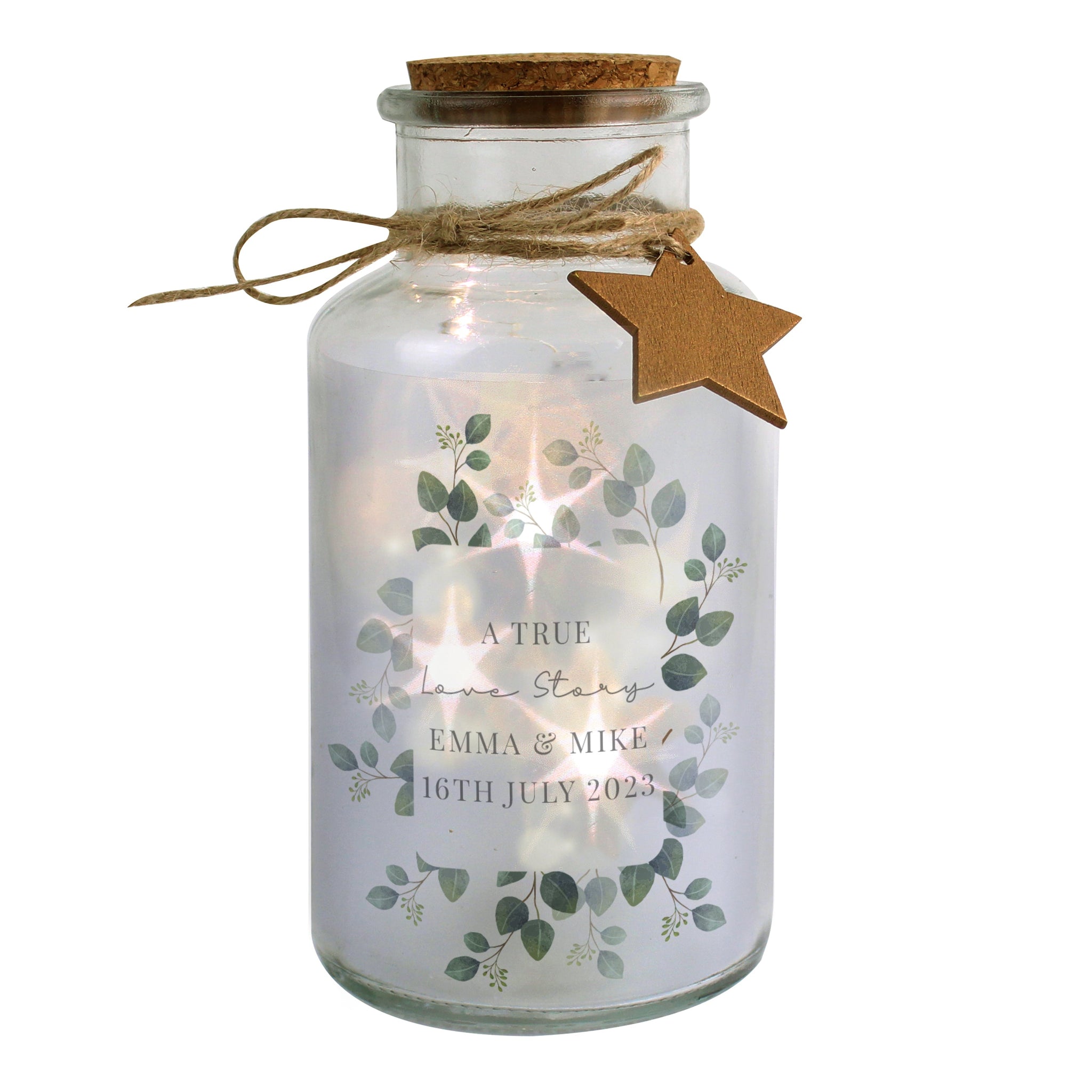 Personalised Botanical LED Glass Jar: 5 - LED Lighting By Gift Moments