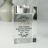 Personalised Botanical Memorial Glass Tealight Holder: 1 - Candle Holders By Gift Moments