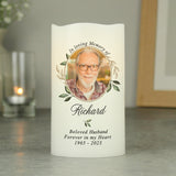 Personalised Botanical Memorial Photo Upload LED Candle: 3 - LED Lighting By Gift Moments