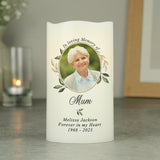 Personalised Botanical Memorial Photo Upload LED Candle: 4 - LED Lighting By Gift Moments