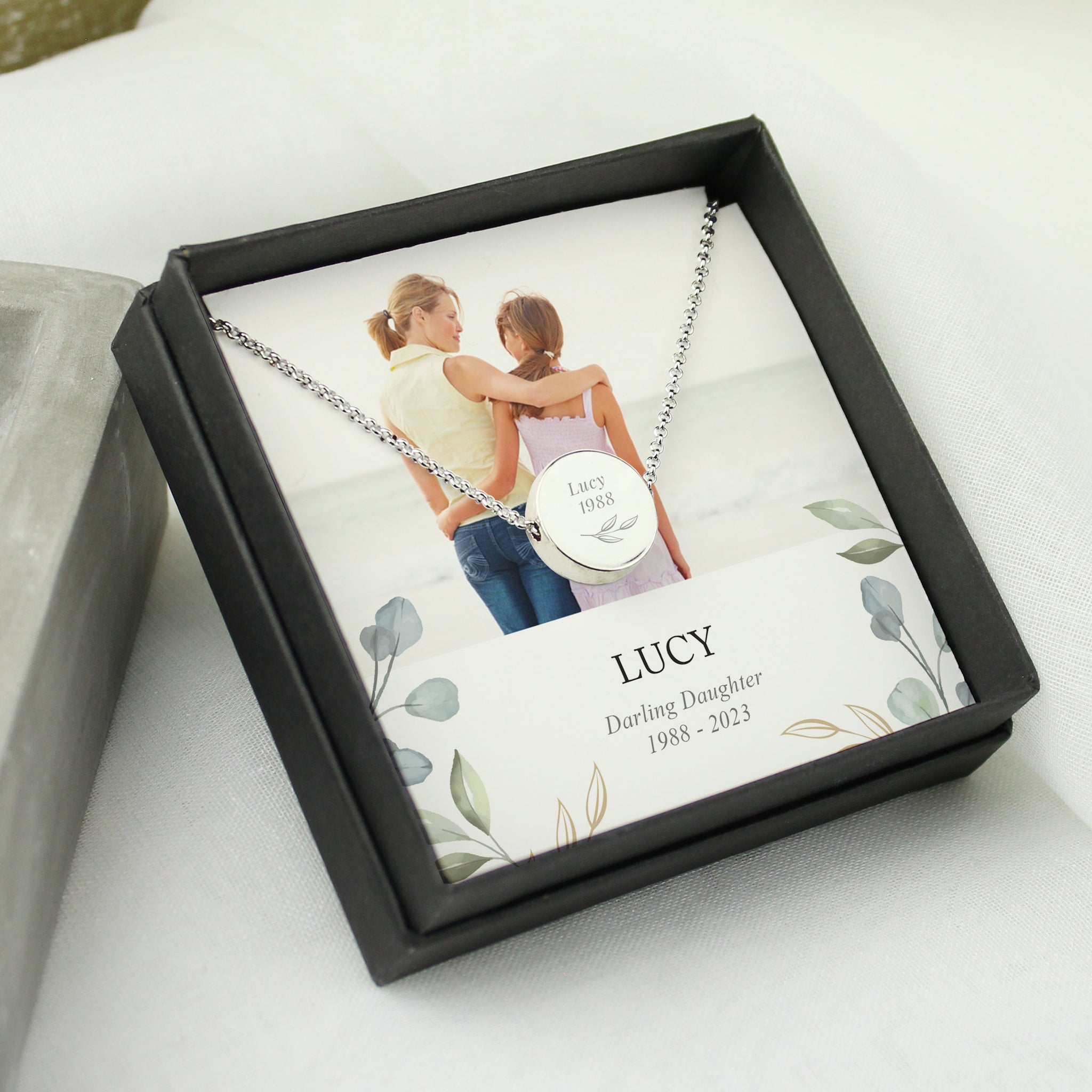Personalised Botanical Memorial Photo Upload Necklace and Box: 7 - Necklaces By Gift Moments