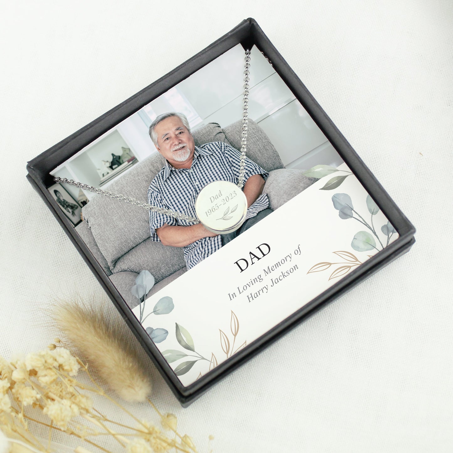Personalised Botanical Memorial Photo Upload Necklace and Box: 4 - Necklaces By Gift Moments