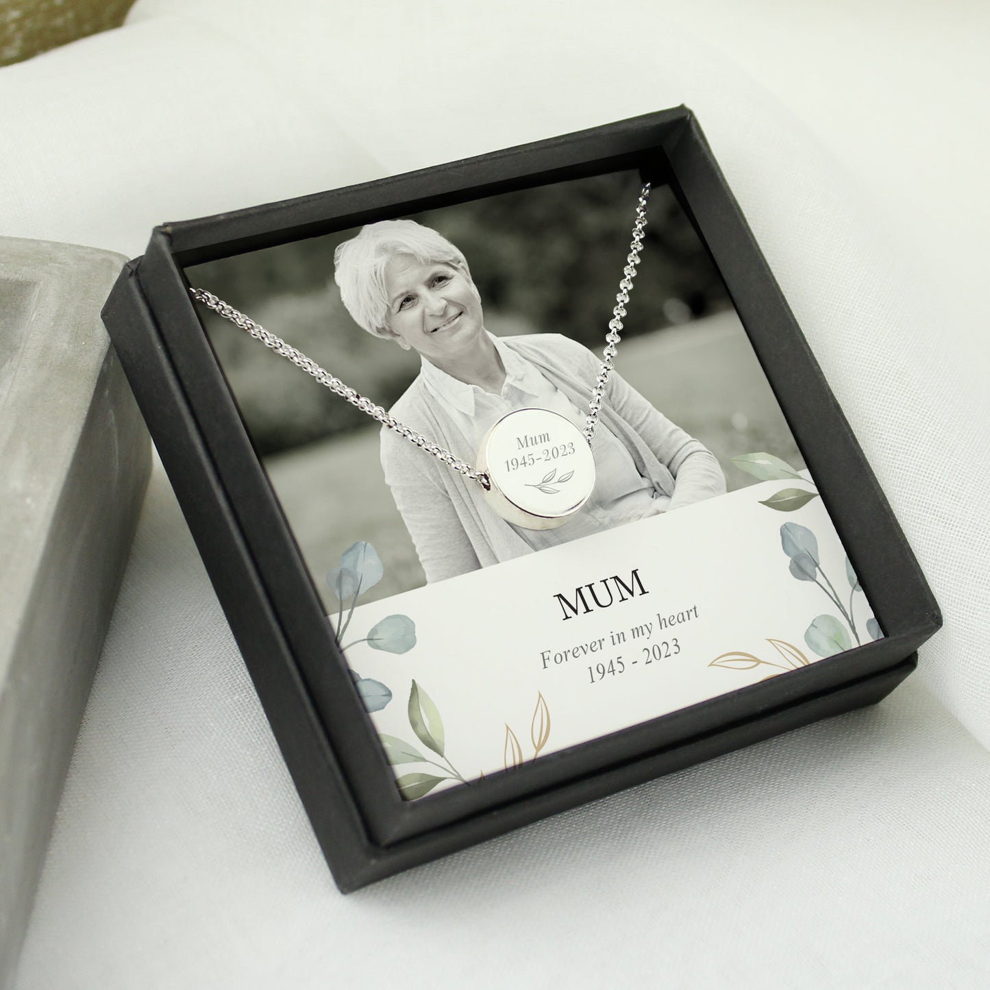 Personalised Botanical Memorial Photo Upload Necklace and Box: 3 - Necklaces By Gift Moments