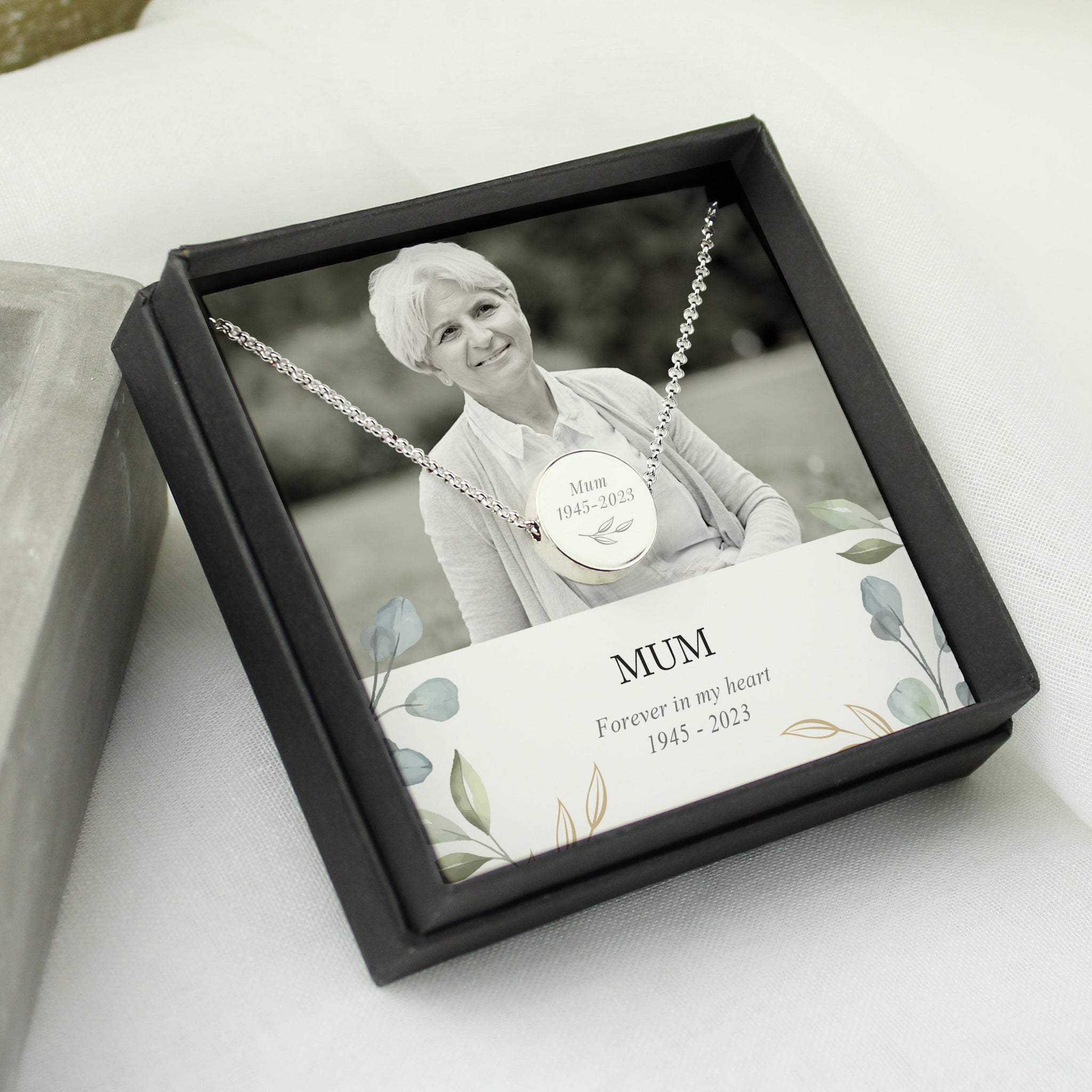 Personalised Botanical Memorial Photo Upload Necklace and Box: 3 - Necklaces By Gift Moments