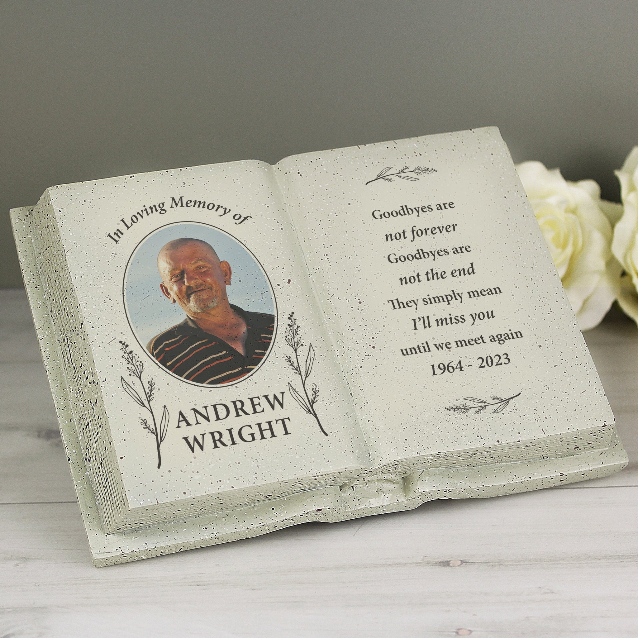 Personalised Botanical Memorial Photo Upload Resin Book: 4 - Memorials By Gift Moments