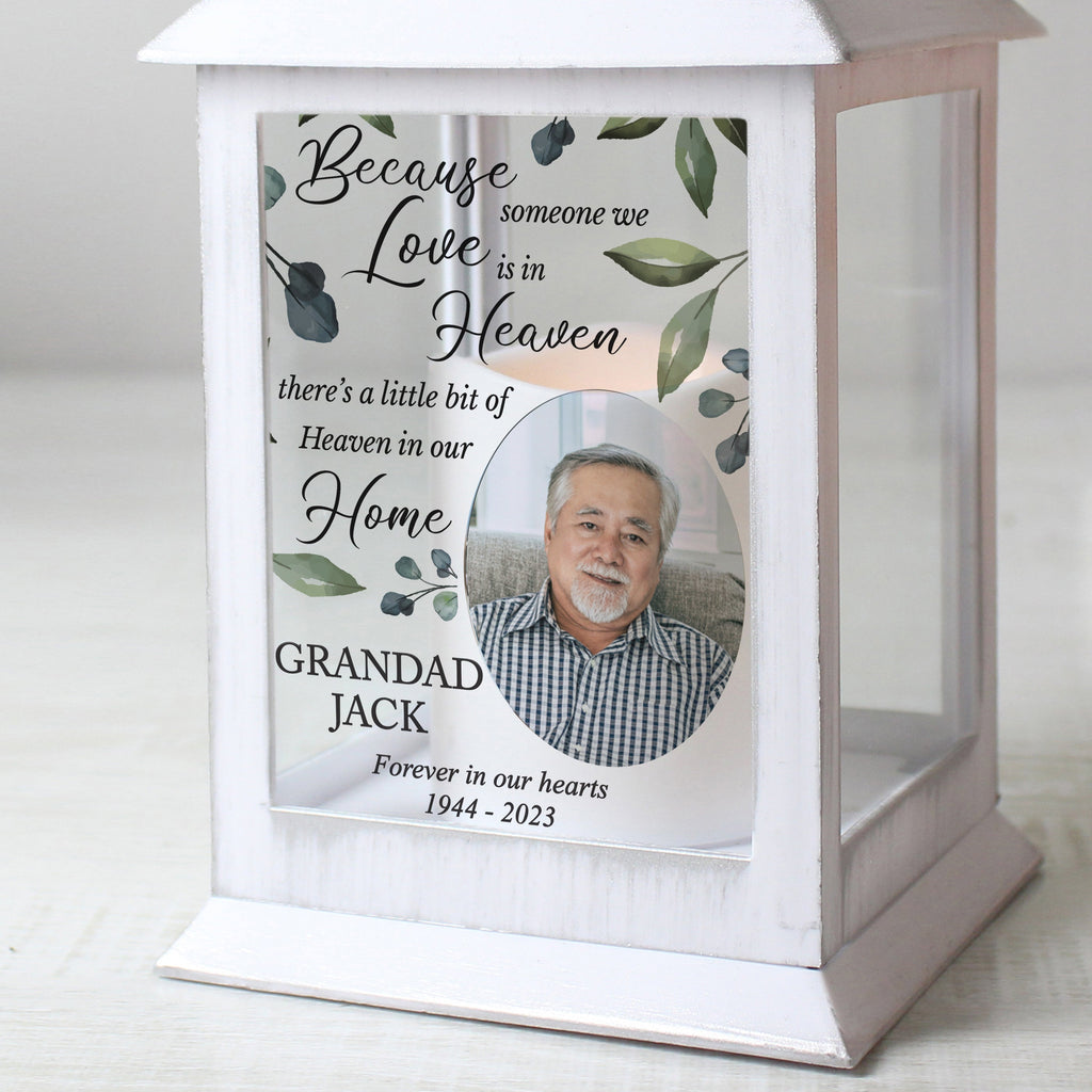 Personalised Botanical Memorial Photo Upload White Lantern - Shop LED Lighting At Gift Moments - 3