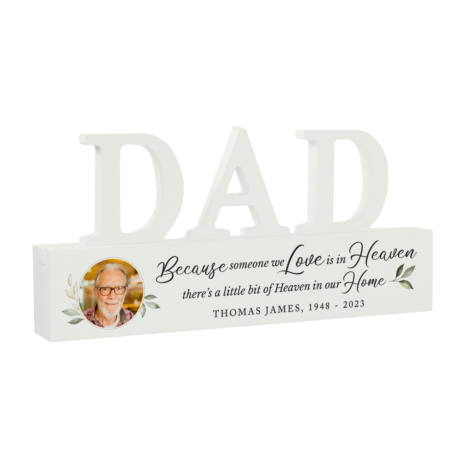 Personalised Botanical Memorial Photo Upload Wooden Dad Ornament: 4 - Ornaments By Gift Moments