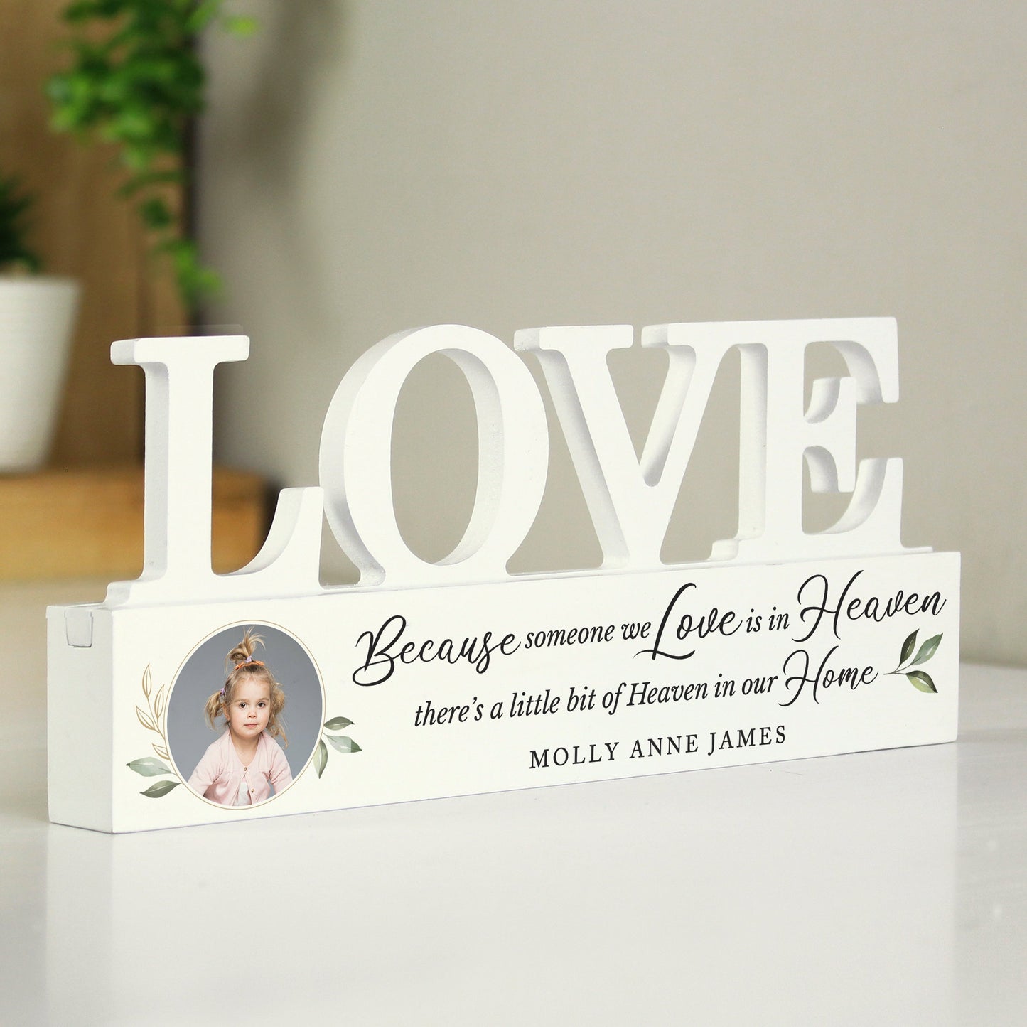 Personalised Botanical Memorial Photo Upload Wooden Love Ornament: 6 - Ornaments By Gift Moments