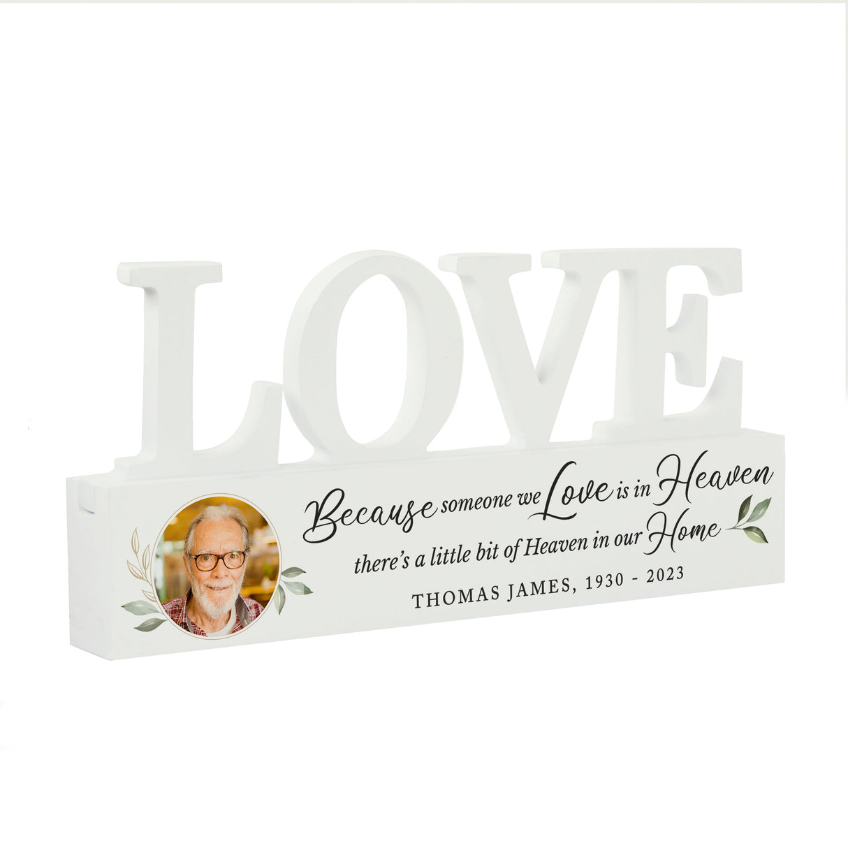 Personalised Botanical Memorial Photo Upload Wooden Love Ornament: 5 - Ornaments By Gift Moments