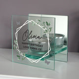 Personalised Botanical Mirrored Glass Tea Light Candle Holder: 4 - Candle Holders By Gift Moments