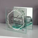 Personalised Botanical Mirrored Glass Tea Light Candle Holder: 2 - Candle Holders By Gift Moments