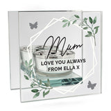 Personalised Botanical Mirrored Glass Tea Light Candle Holder: 5 - Candle Holders By Gift Moments