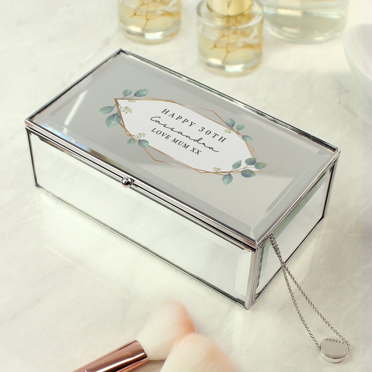 Personalised Botanical Mirrored Jewellery Box: 2 - Jewellery Boxes By Gift Moments