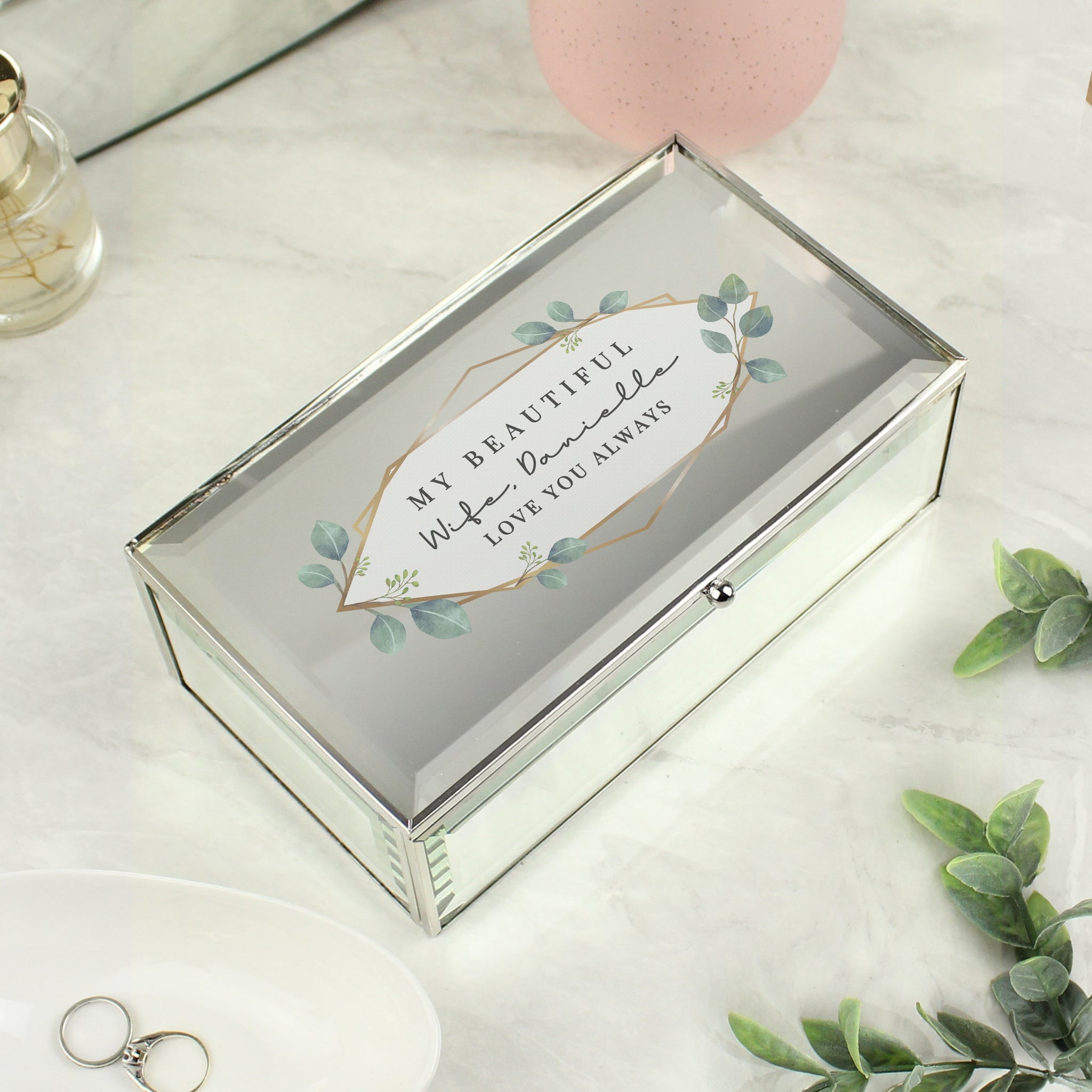 Personalised Botanical Mirrored Jewellery Box: 8 - Jewellery Boxes By Gift Moments