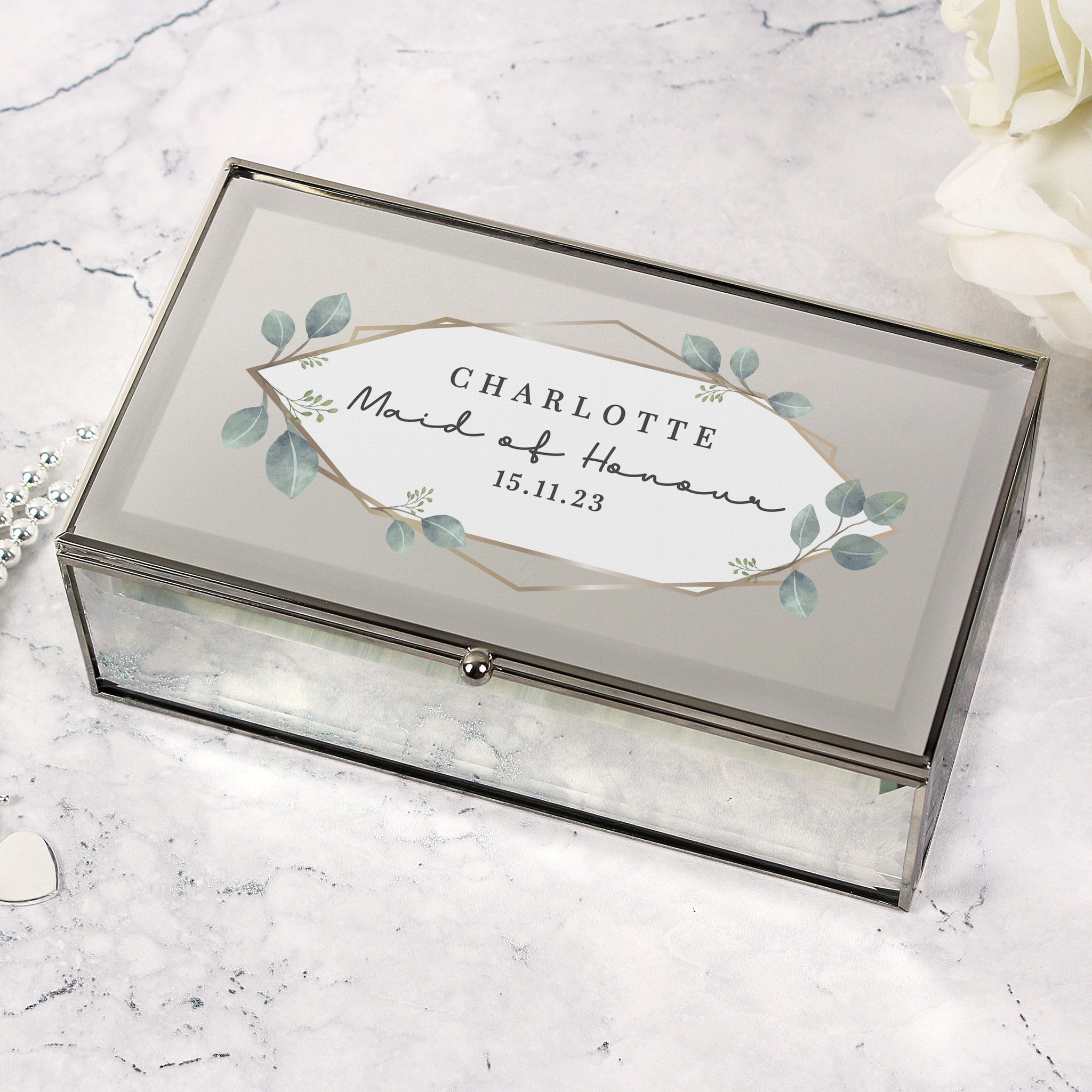 Personalised Botanical Mirrored Jewellery Box: 5 - Jewellery Boxes By Gift Moments