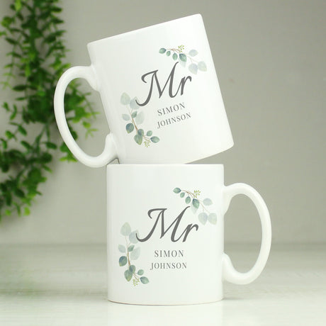 Personalised Botanical Mr Mug: 2 - Mugs By Gift Moments