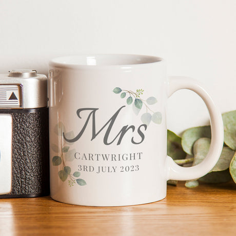 Personalised Botanical Mrs Mug: 3 - Mugs By Gift Moments