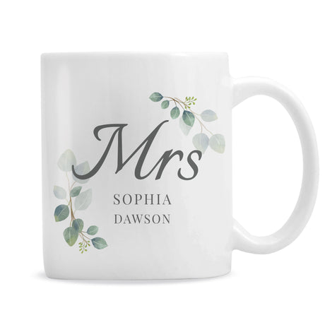 Personalised Botanical Mrs Mug: 5 - Mugs By Gift Moments