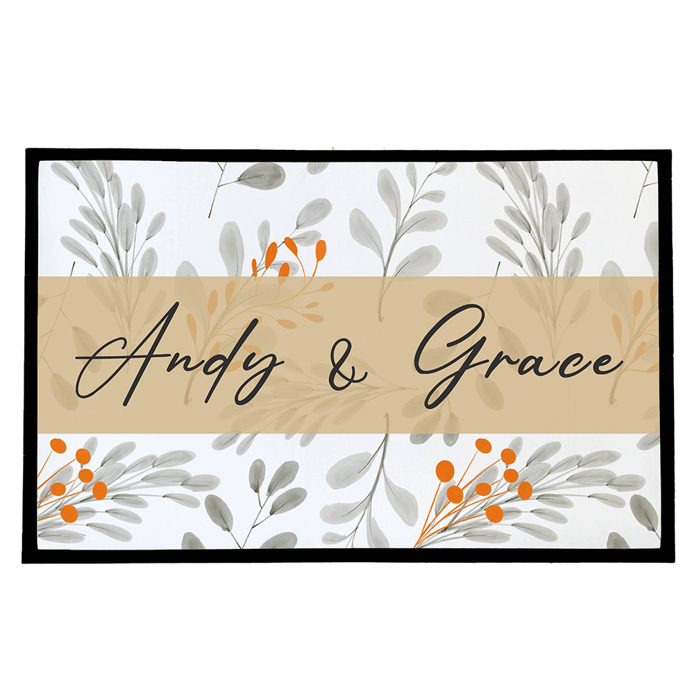 Personalised Botanical Pattern Indoor Doormat: 2 - Doormats By Gift Moments