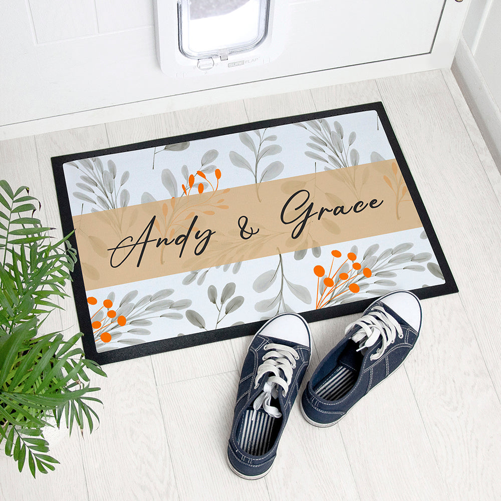 Personalised Botanical Pattern Indoor Doormat: 1 - Doormats By Gift Moments