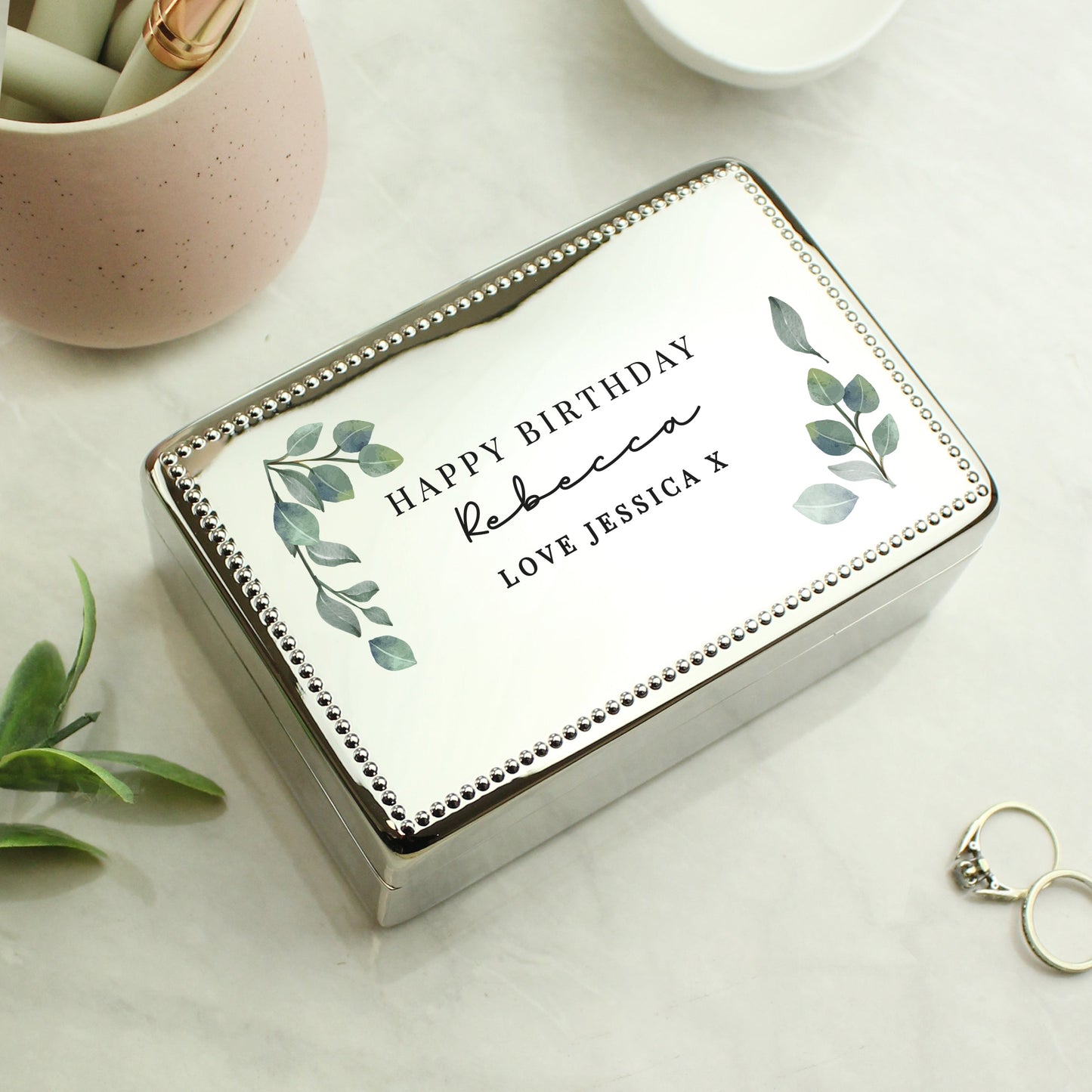 Personalised Botanical Rectangular Jewellery Box: 8 - Jewellery Boxes By Gift Moments