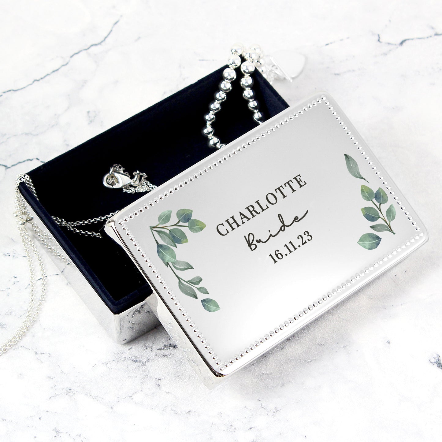 Personalised Botanical Rectangular Jewellery Box: 4 - Jewellery Boxes By Gift Moments