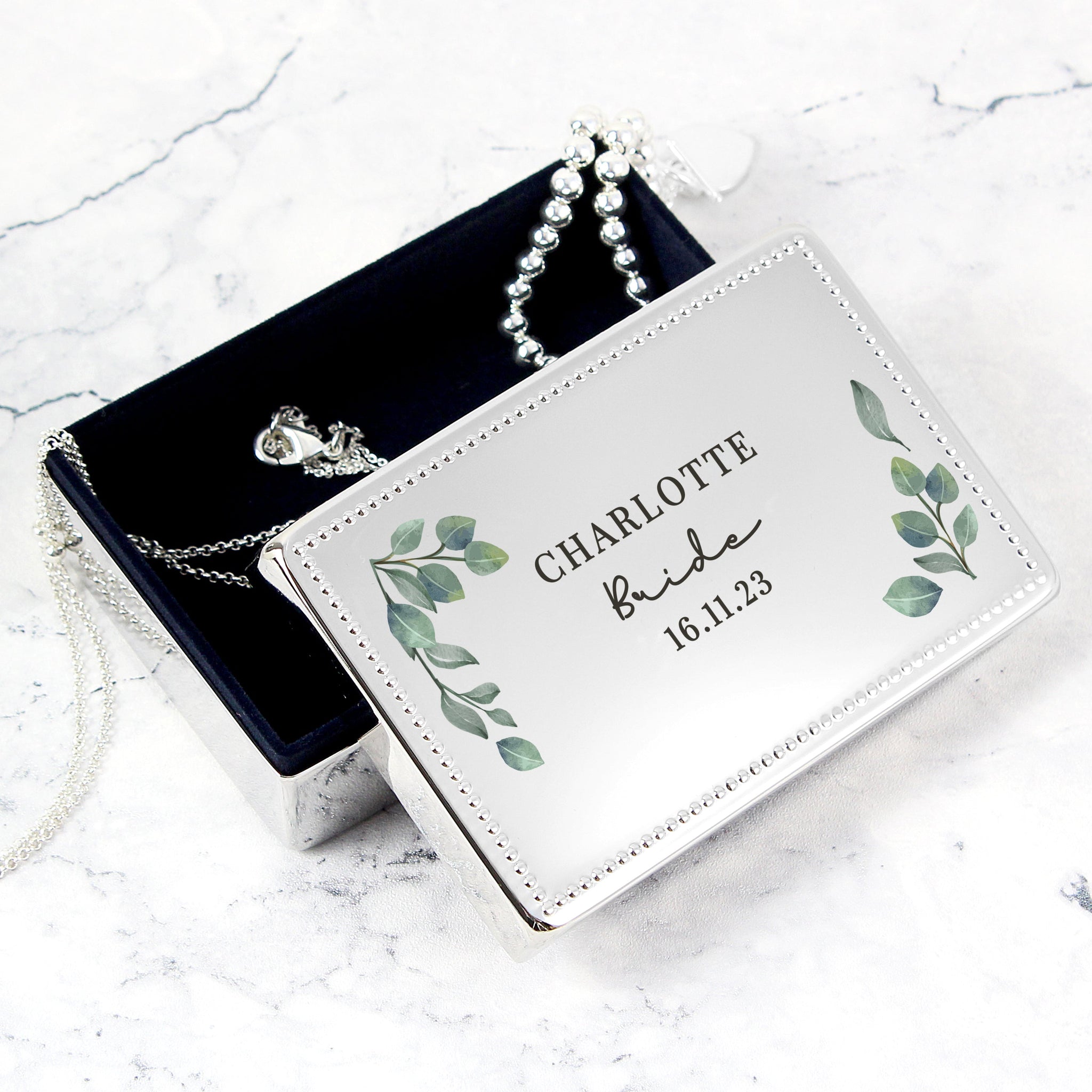Personalised Botanical Rectangular Jewellery Box: 4 - Jewellery Boxes By Gift Moments