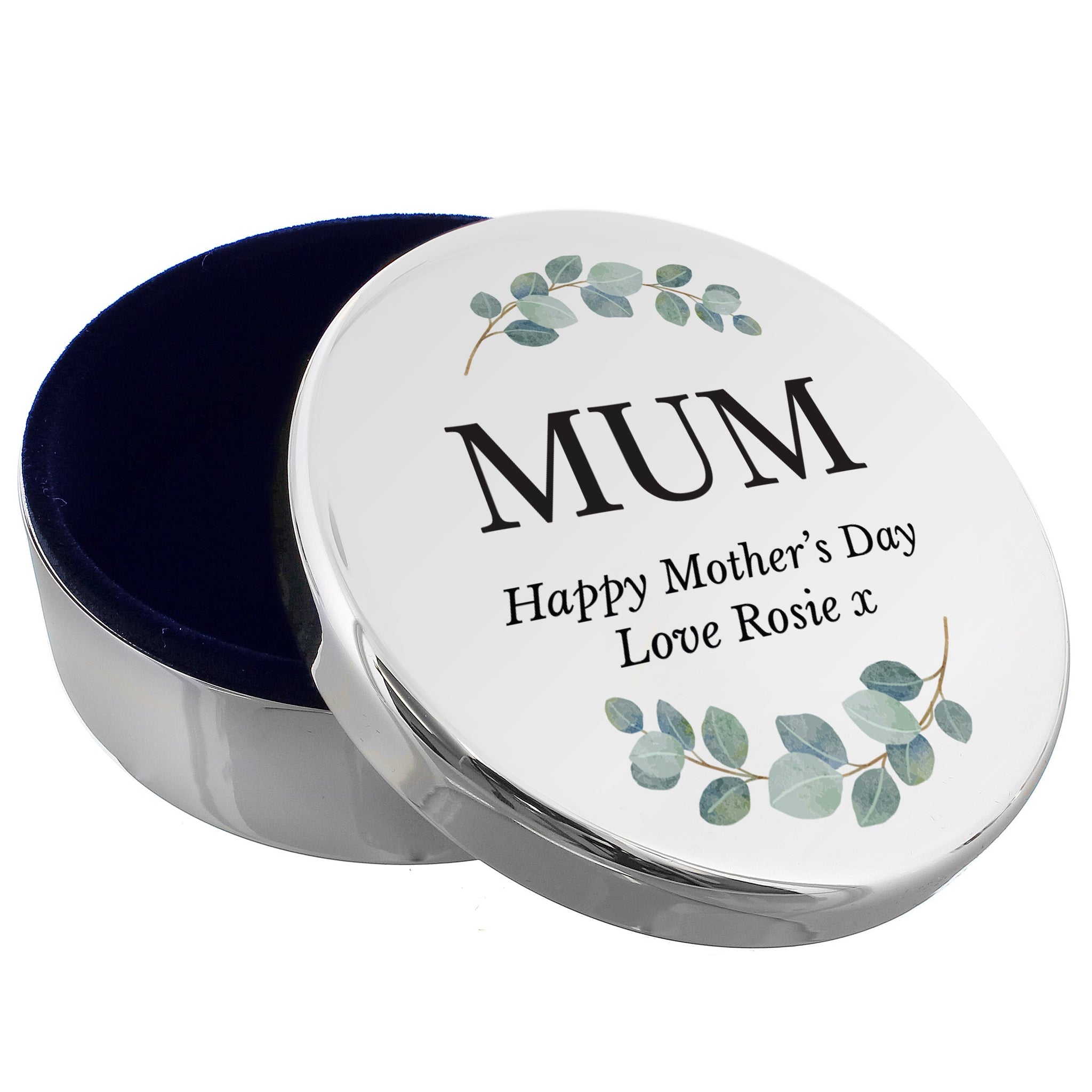 Personalised Botanical Round Trinket Box: 5 - Trinket Boxes By Gift Moments