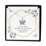 Personalised Botanical Sentiment Butterfly Necklace and Box: 5 - Necklaces By Gift Moments