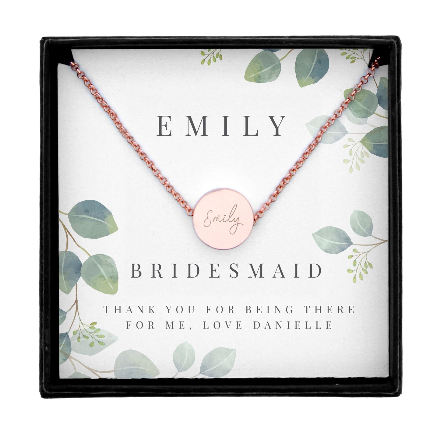 Personalised Botanical Sentiment Rose Gold Tone Necklace and Box: 5 - Necklaces By Gift Moments