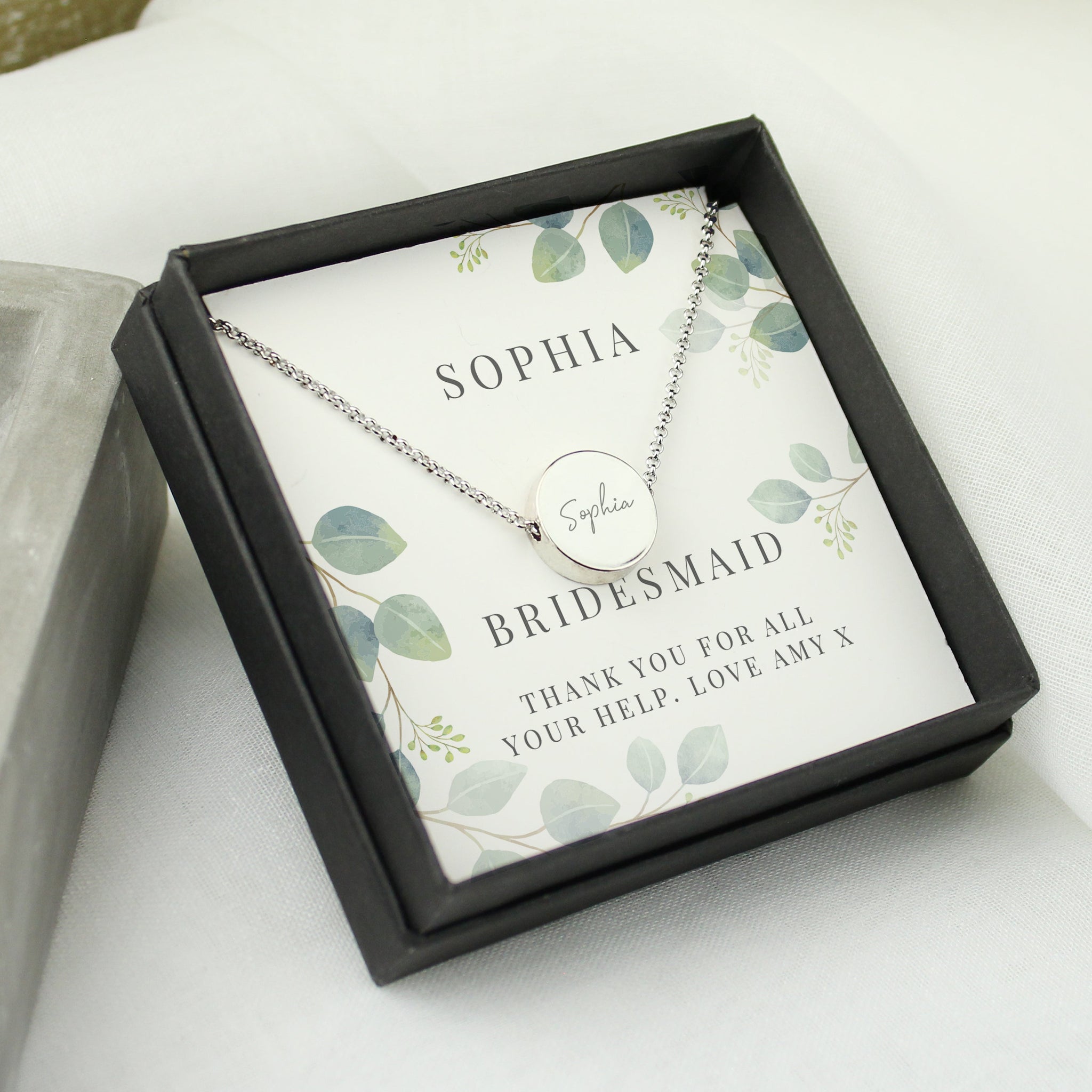 Personalised Botanical Sentiment Silver Tone Necklace and Box: 4 - Necklaces By Gift Moments