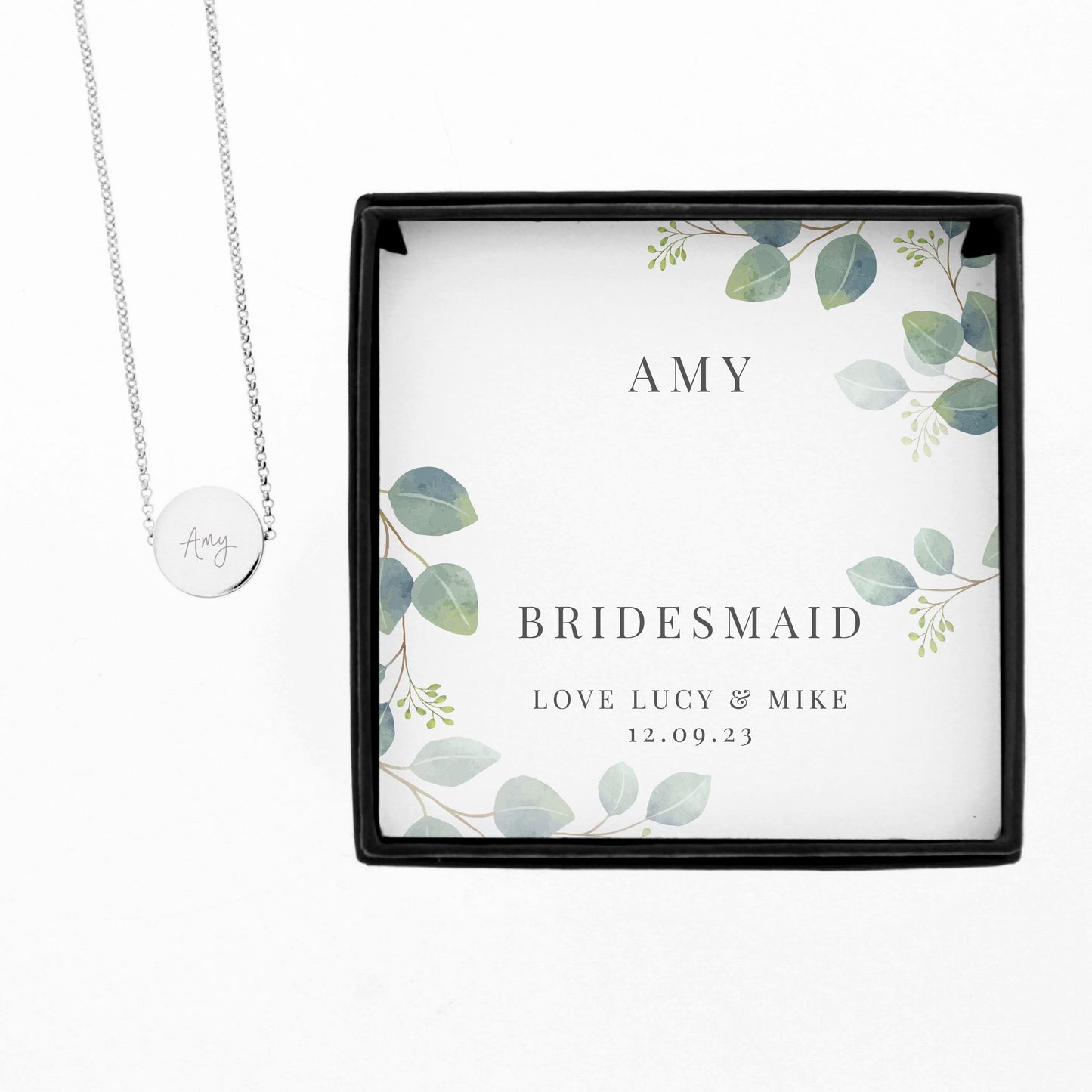 Personalised Botanical Sentiment Silver Tone Necklace and Box: 5 - Necklaces By Gift Moments