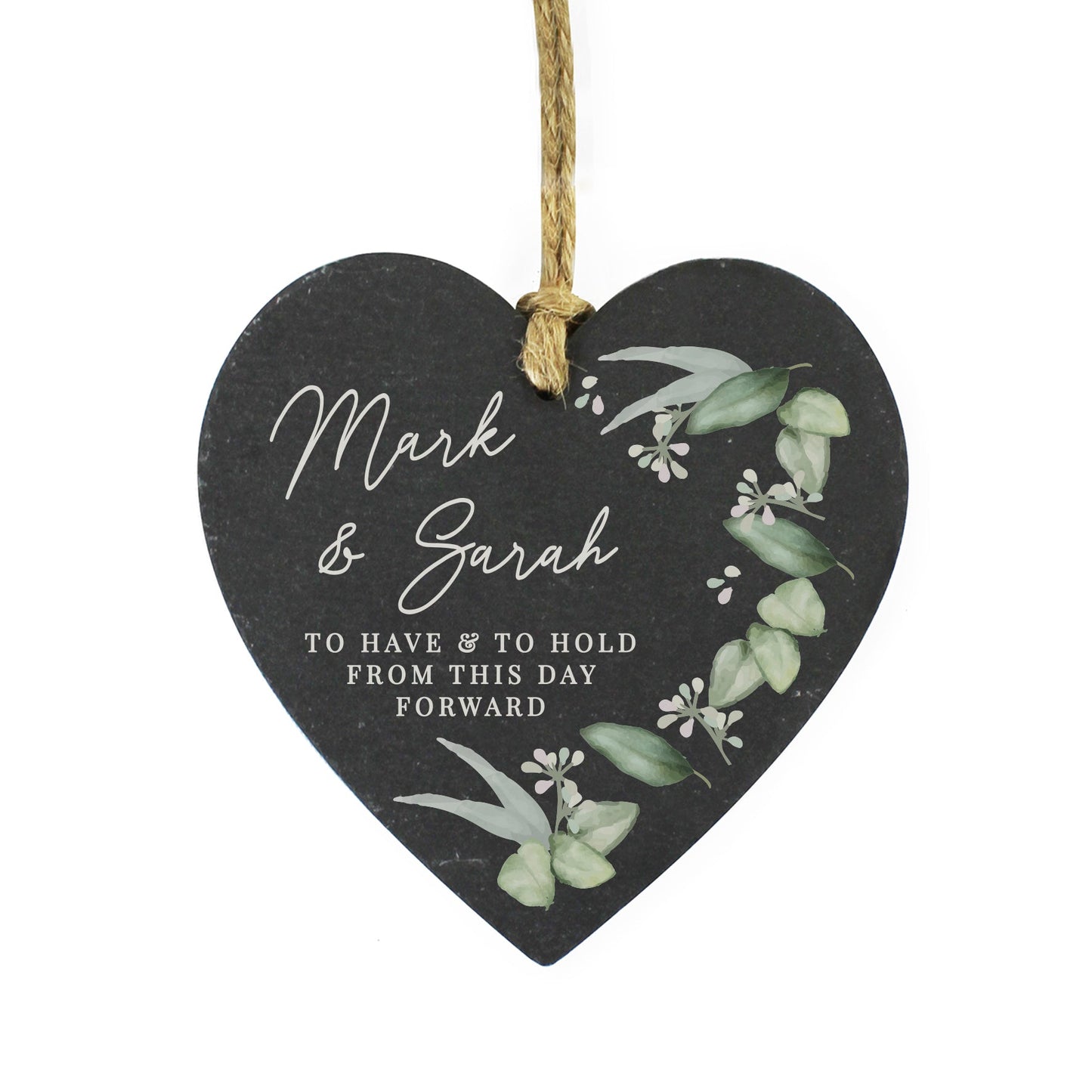 Personalised Botanical Slate Heart Decoration: 5 - Decorations By Gift Moments