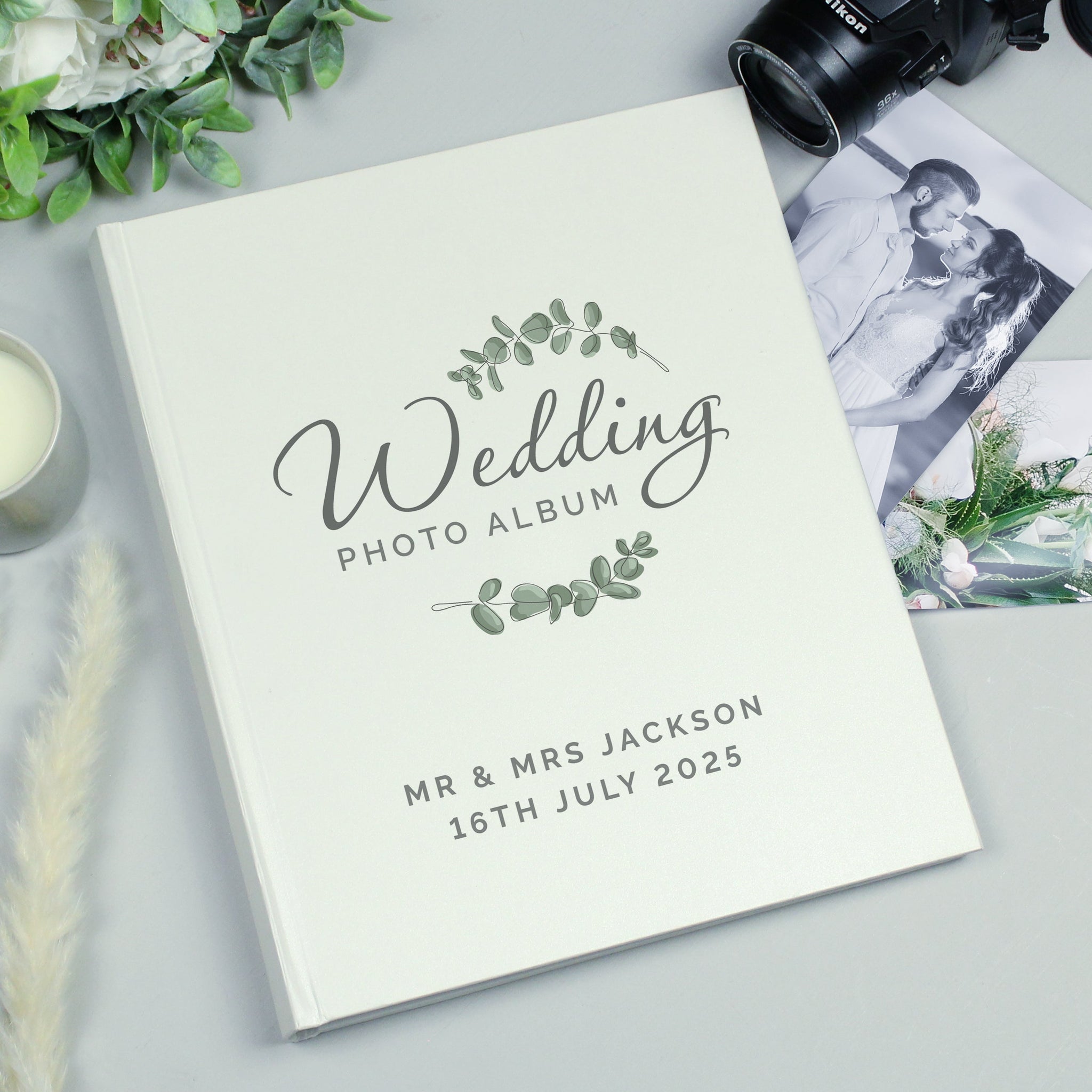 Personalised Botanical Traditional Wedding Photo Album: 3 - Photo Albums By Gift Moments