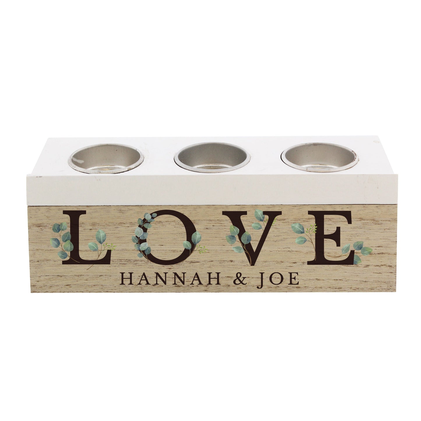 Personalised Botanical Triple Tea Light Box: 4 - Candle Holders By Gift Moments