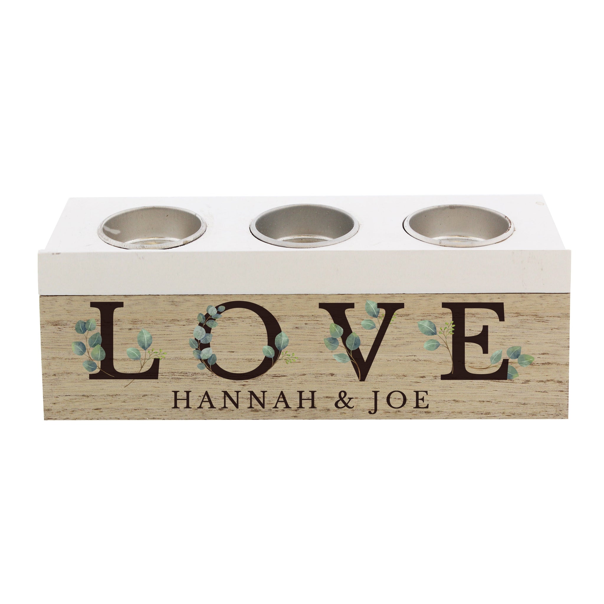Personalised Botanical Triple Tea Light Box: 4 - Candle Holders By Gift Moments