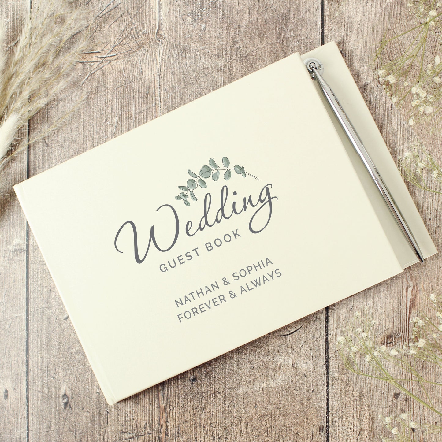 Personalised Botanical Wedding Guest Book & Pen: 1 - Guest Books By Gift Moments