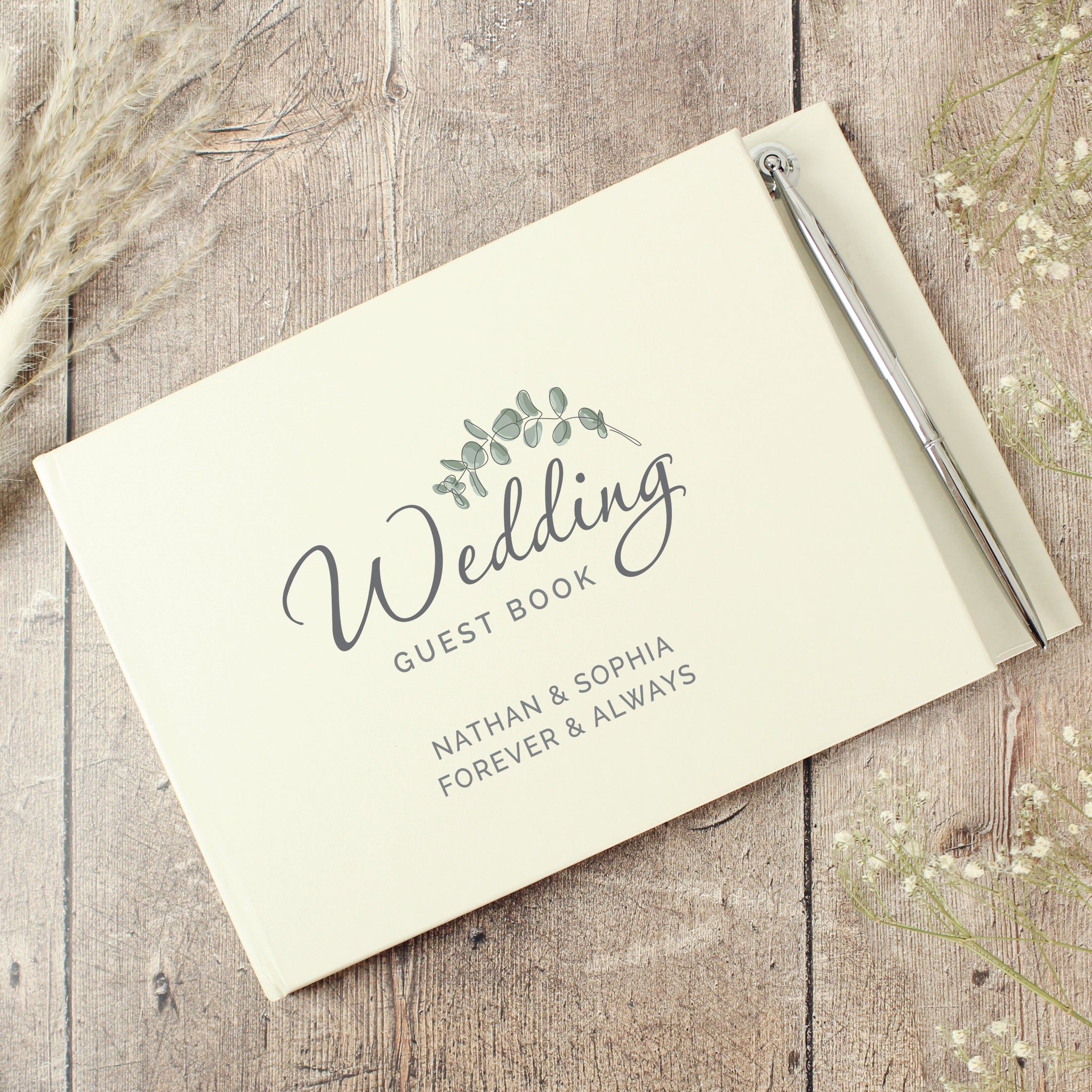 Personalised Botanical Wedding Guest Book & Pen: 1 - Guest Books By Gift Moments