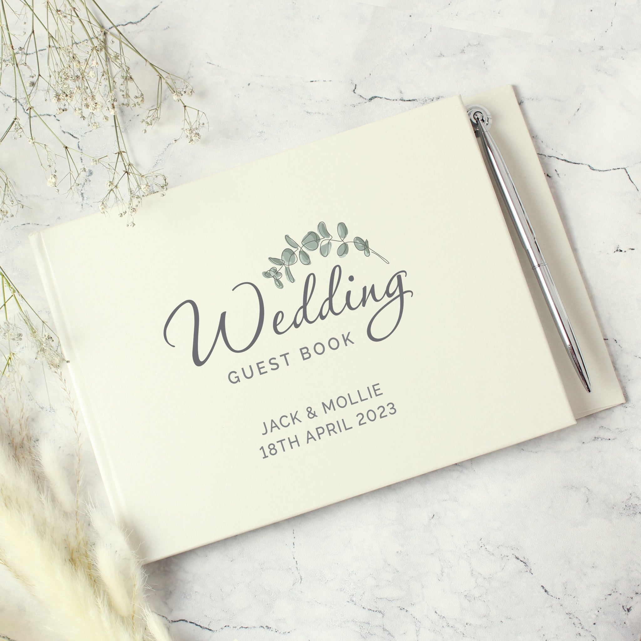 Personalised Botanical Wedding Guest Book & Pen: 2 - Guest Books By Gift Moments
