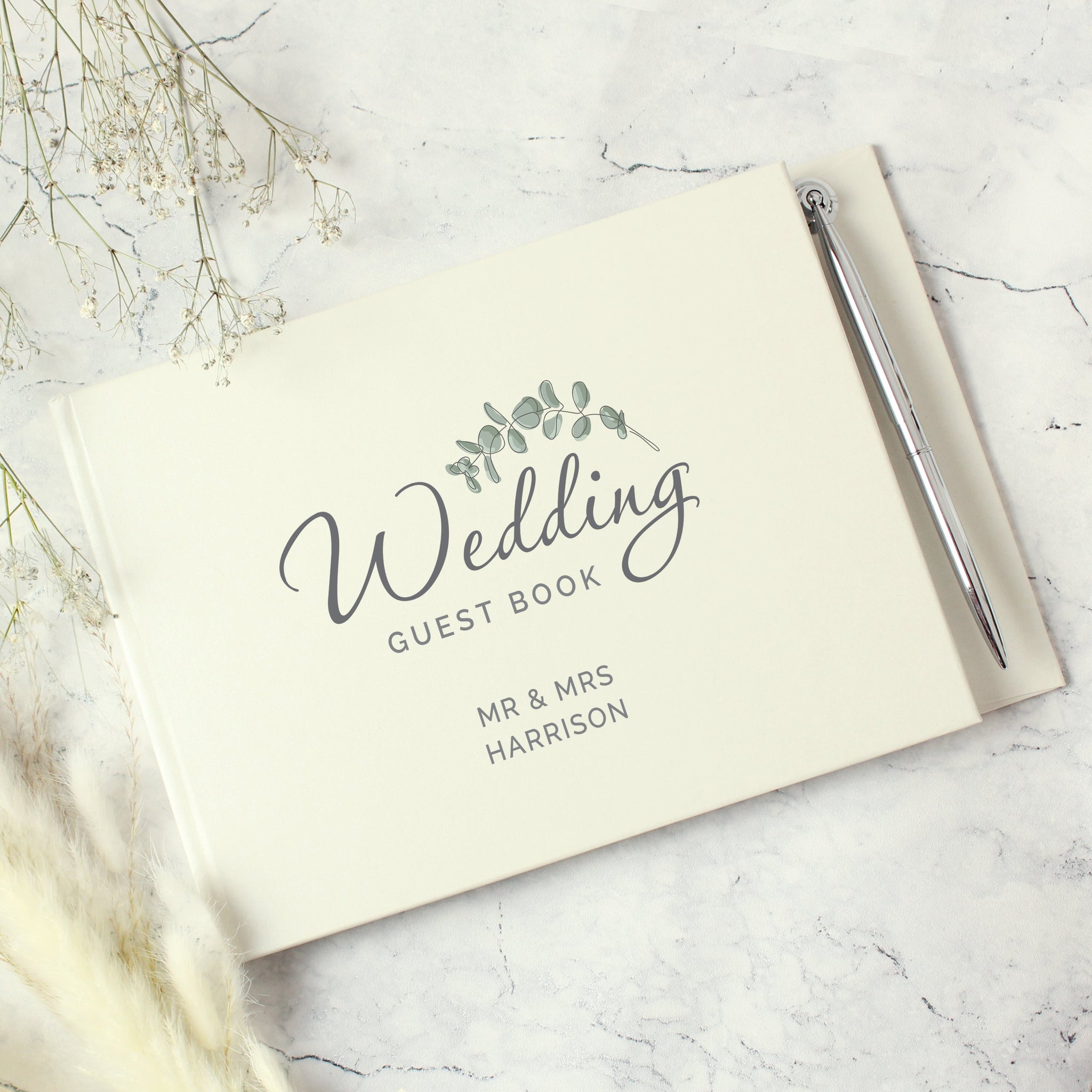 Personalised Botanical Wedding Guest Book & Pen: 3 - Guest Books By Gift Moments