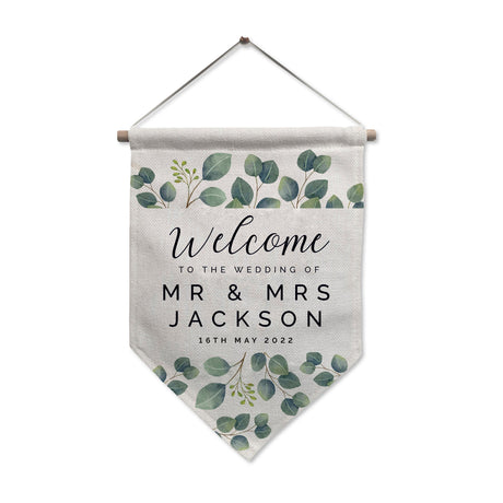 Personalised Botanical Wedding Hanging Banner: 4 - Banners By Gift Moments