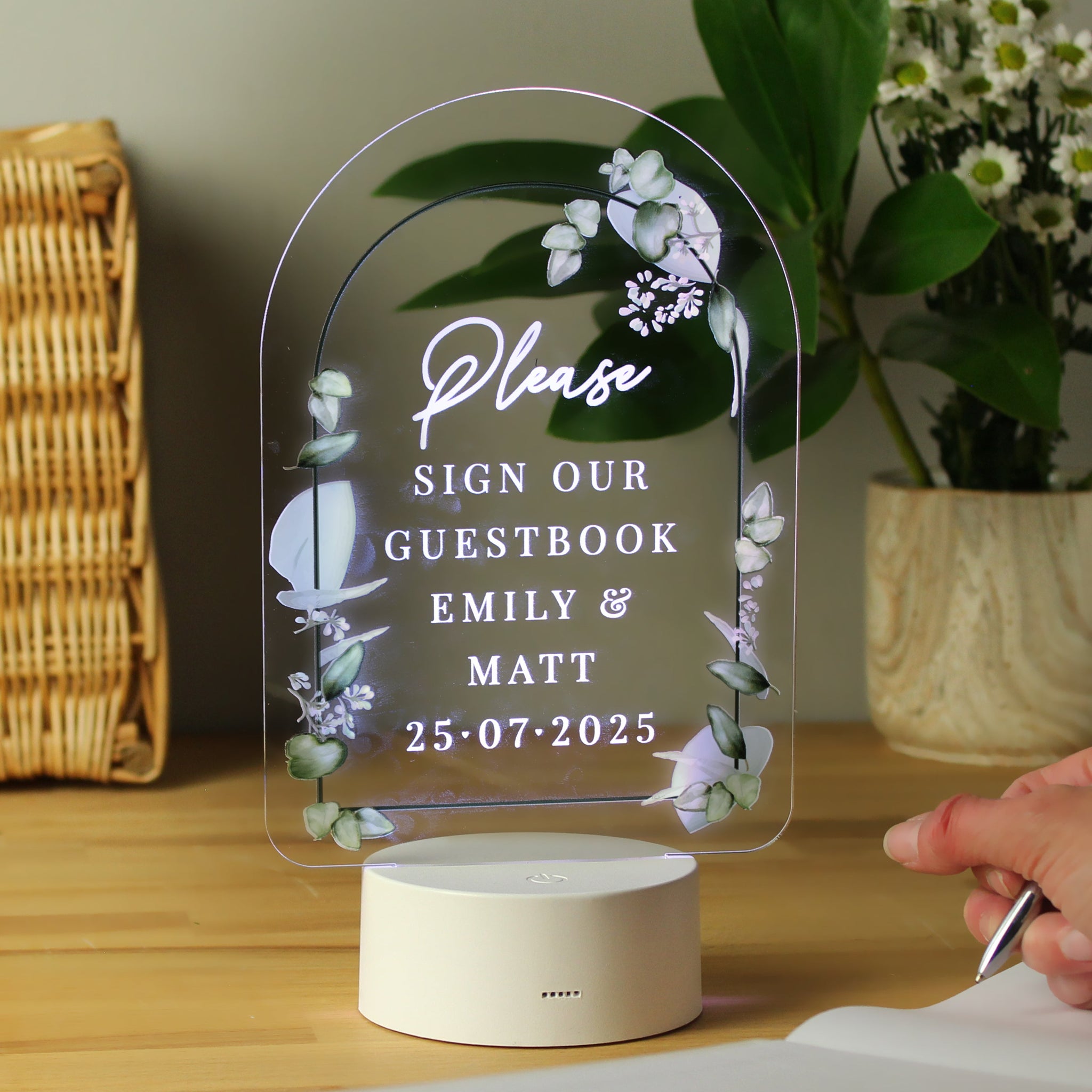 Personalised Botanical Wedding LED Colour Changing Light: 6 - LED Lighting By Gift Moments