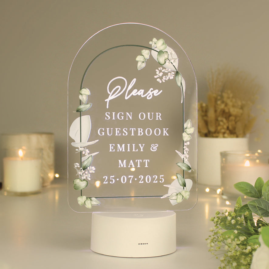 Personalised Botanical Wedding LED Colour Changing Light: 1 - LED Lighting By Gift Moments